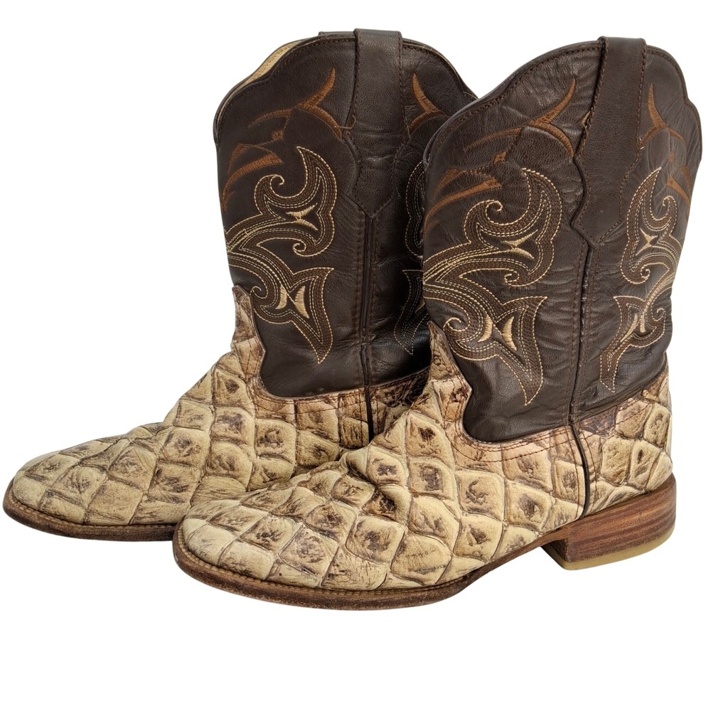 Potrillo Salvaje Men's Size 10 (Mex 28) Pirarucu/Fish Print Leather Cowboy Boots
